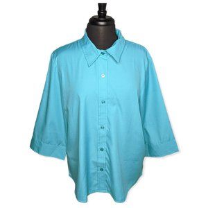Blair Dark Teal 3/4 Sleeve Button Down Top Size XL